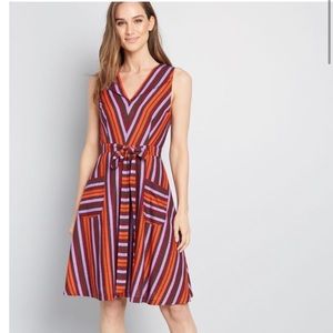 Mod Cloth Multi Striped Collar Dress